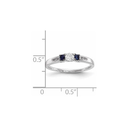 14k White Gold Real Diamond & Sapphire Ring