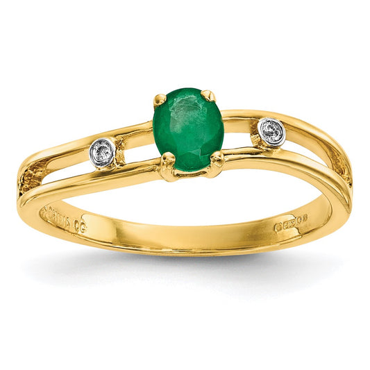 14k Gold w/ Emerald & Real Diamond Ring