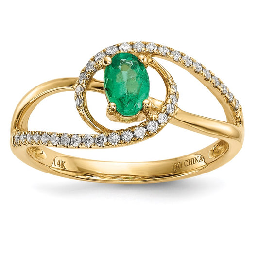 14k Gold w/ Emerald & Real Diamond Ring