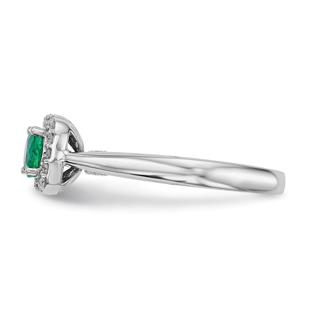 14k White Gold Real Diamond & Emerald Ring