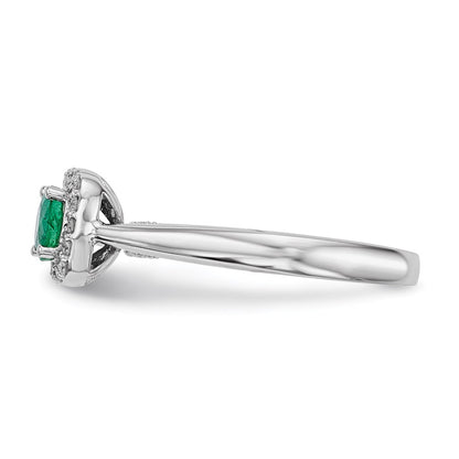 14k White Gold Real Diamond & Emerald Ring