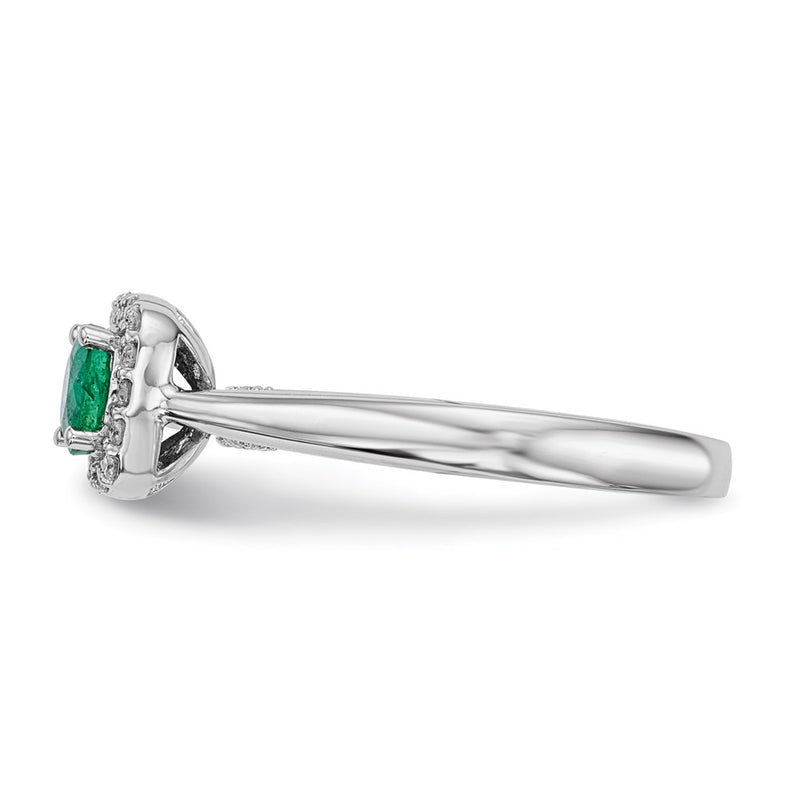 14k White Gold Real Diamond & Emerald Ring
