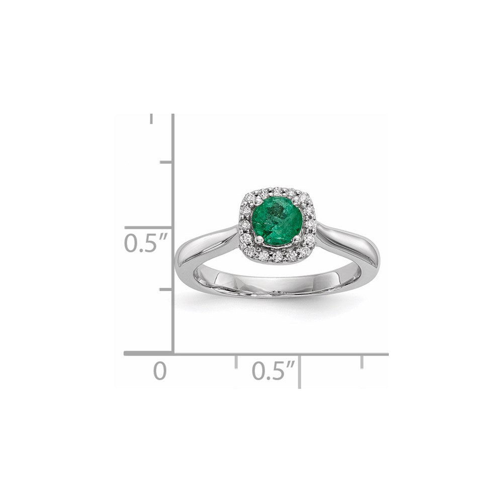 14k White Gold Real Diamond & Emerald Ring