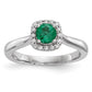 14k White Gold Real Diamond & Emerald Ring