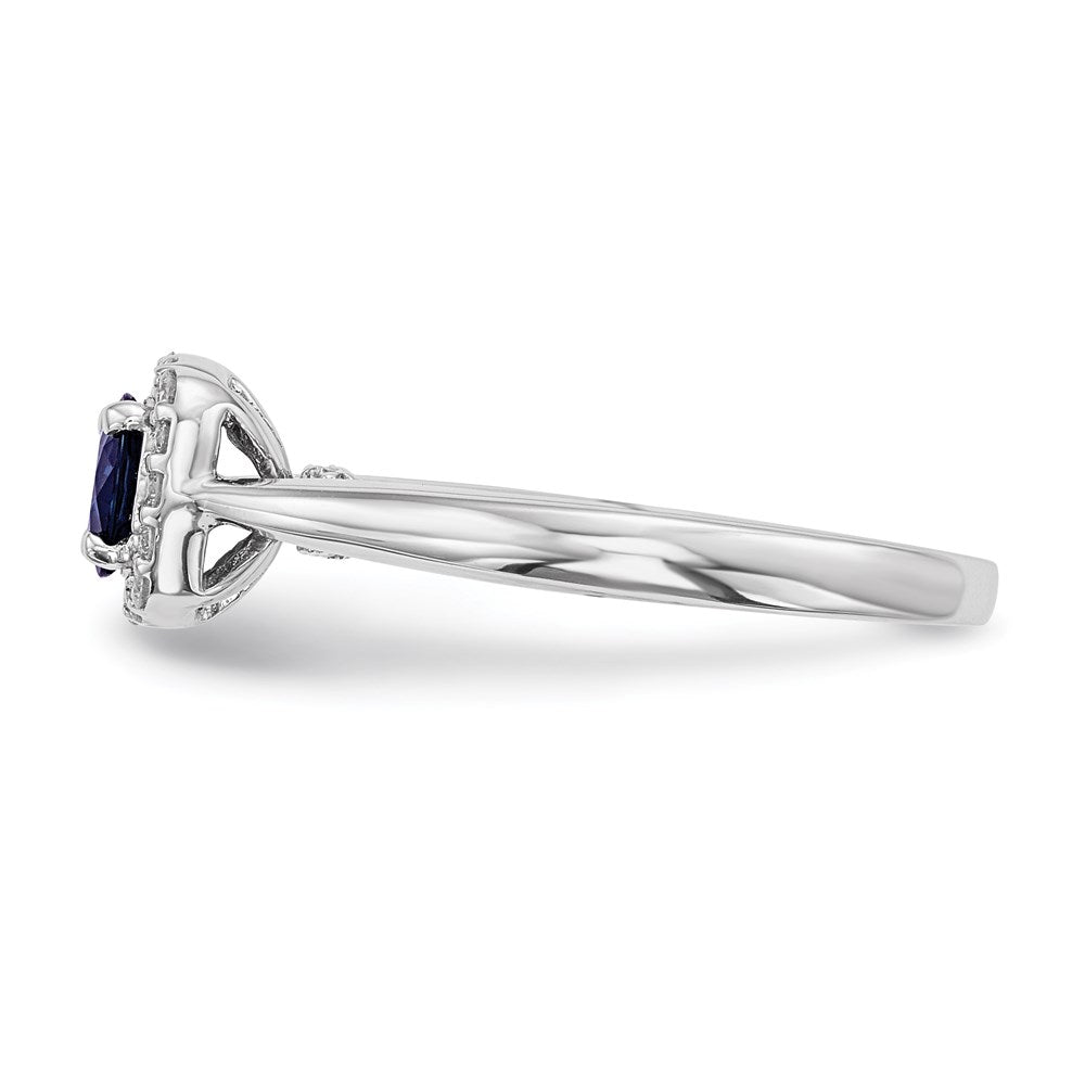 14k White Gold Real Diamond & Sapphire Ring