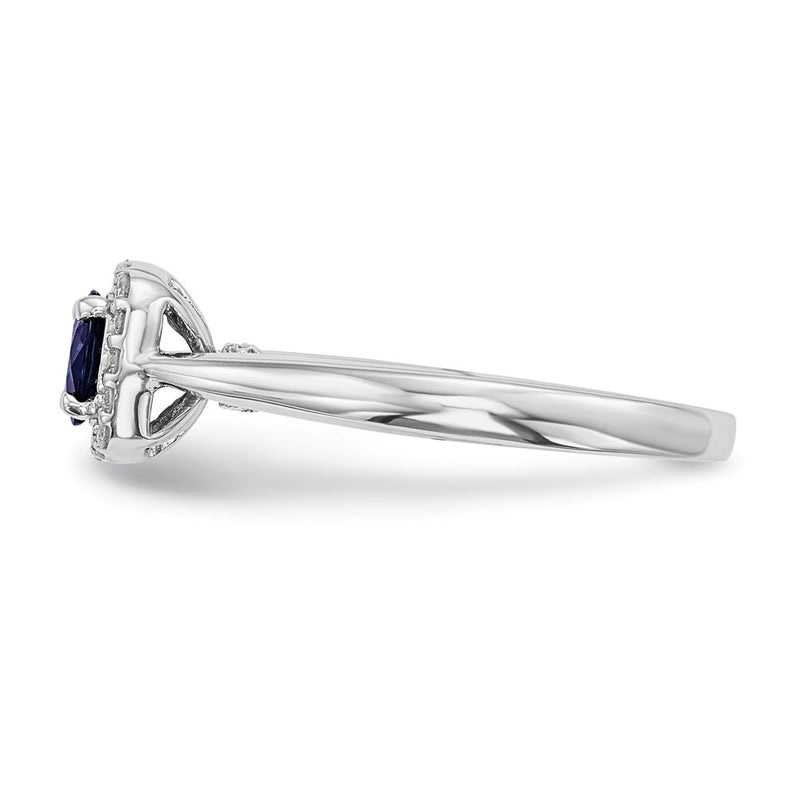 14k White Gold Real Diamond & Sapphire Ring