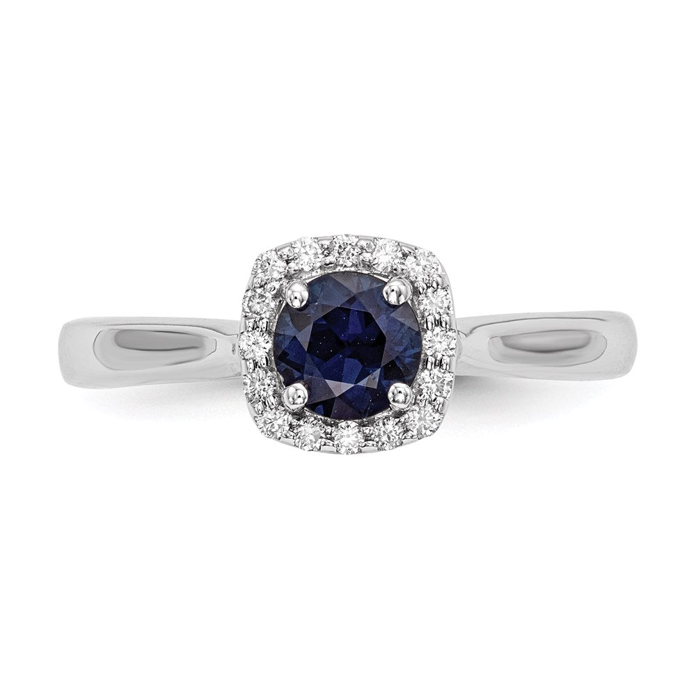 14k White Gold Real Diamond & Sapphire Ring