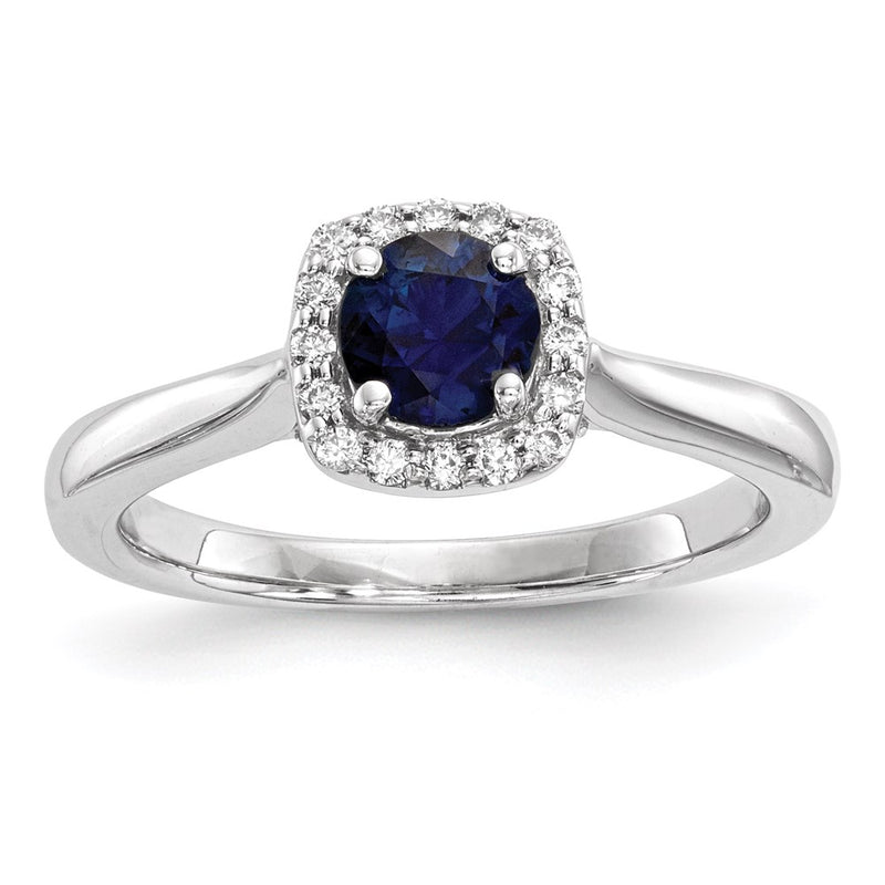 14k White Gold Real Diamond & Sapphire Ring