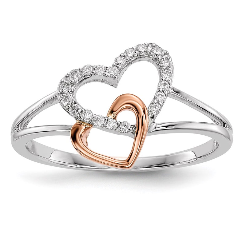 14k White/Rose Gold Real Diamond Ring