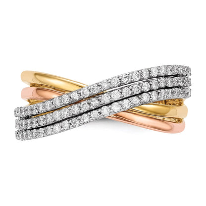 14k White/Yellow/Rose Gold Real Diamond Ring