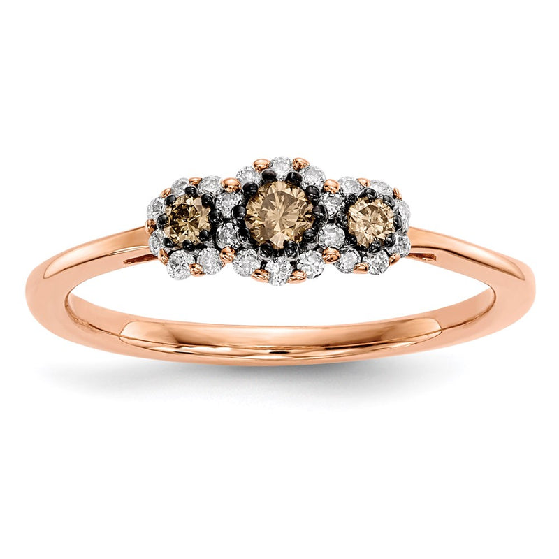 14k Rose Gold White/Champagne Real Diamond Ring
