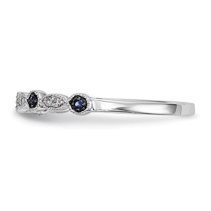 14k White Gold Blue/White Real Diamond Ring