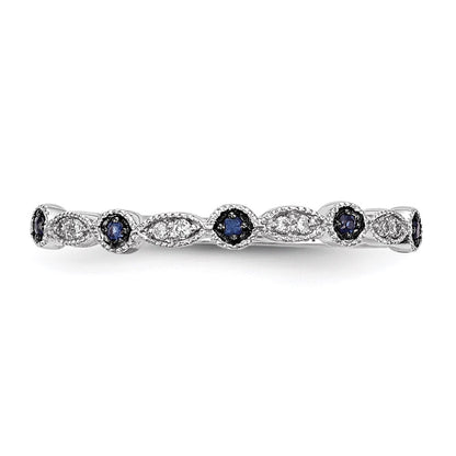 14k White Gold Blue/White Real Diamond Ring