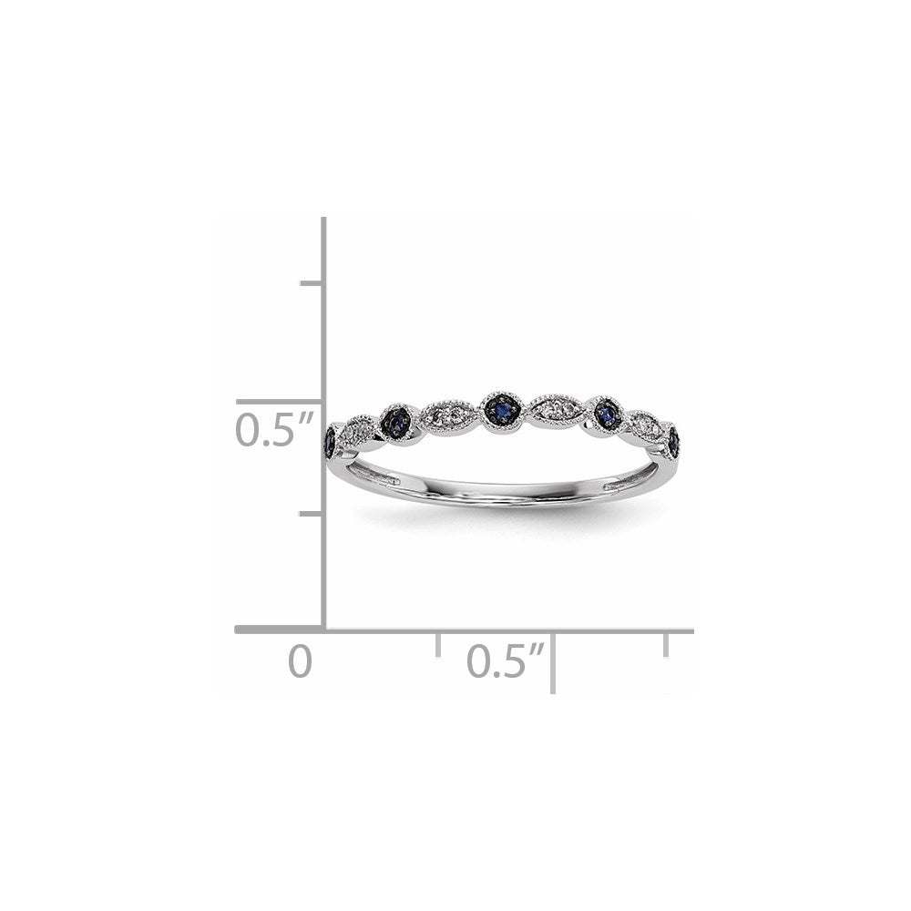 14k White Gold Blue/White Real Diamond Ring