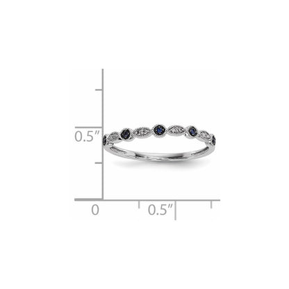 14k White Gold Blue/White Real Diamond Ring