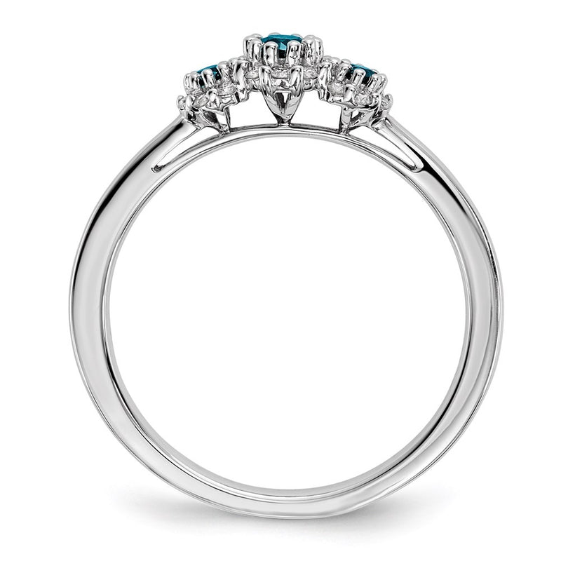 14k White Gold Blue/White Real Diamond Ring