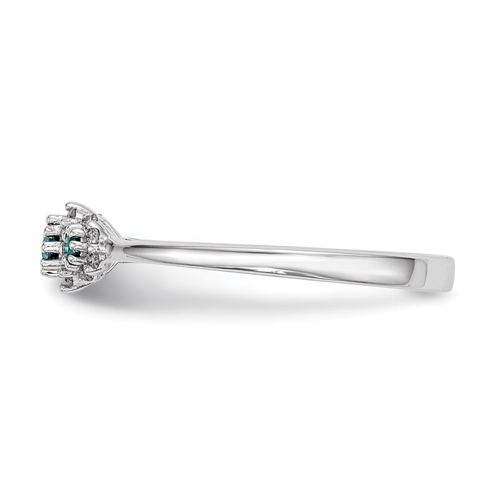 14k White Gold Blue/White Real Diamond Ring