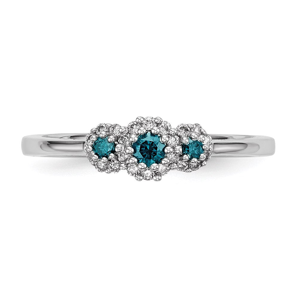14k White Gold Blue/White Real Diamond Ring