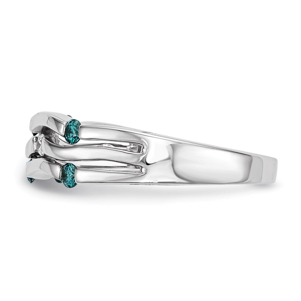 14k White Gold Blue/White Real Diamond Ring