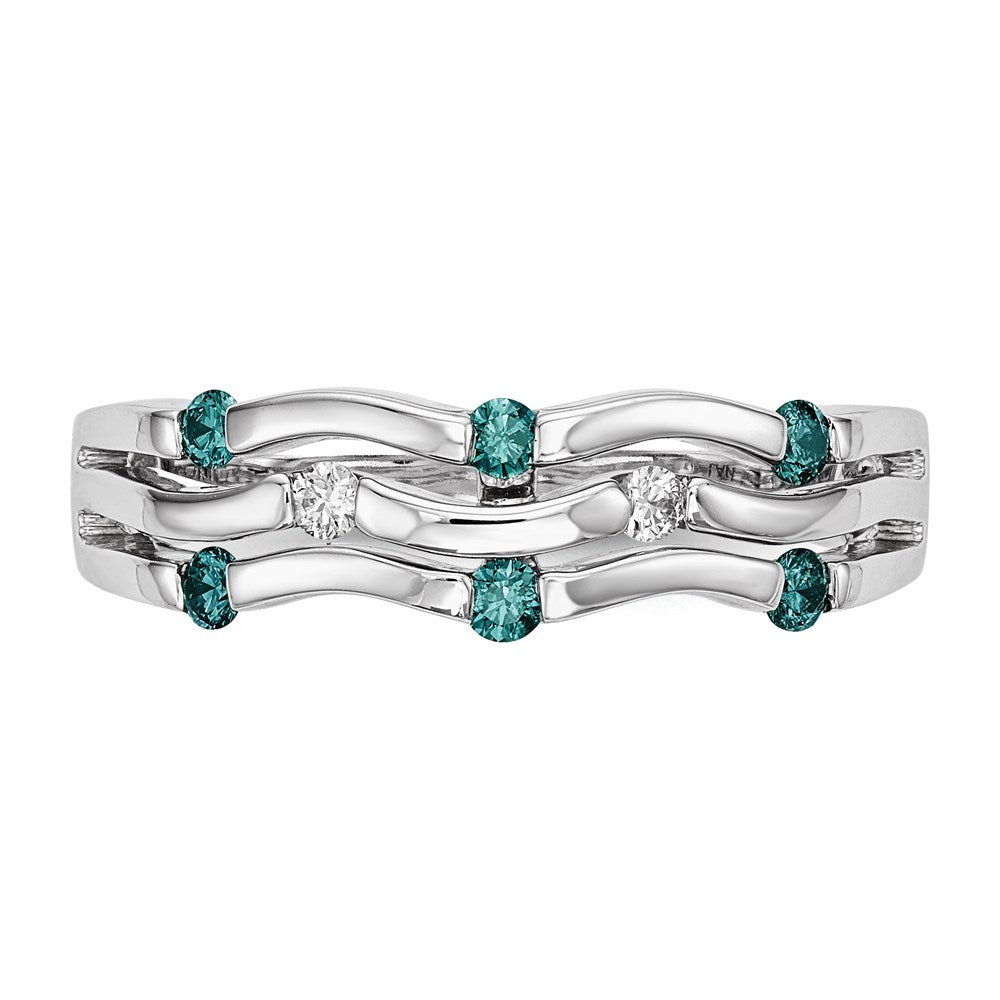 14k White Gold Blue/White Real Diamond Ring