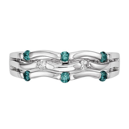14k White Gold Blue/White Real Diamond Ring