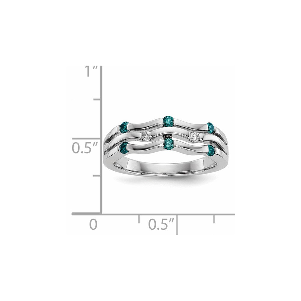 14k White Gold Blue/White Real Diamond Ring