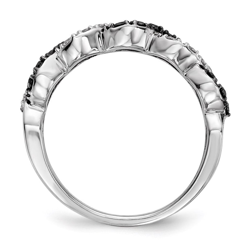 14k White Gold Black/White Real Diamond Ring
