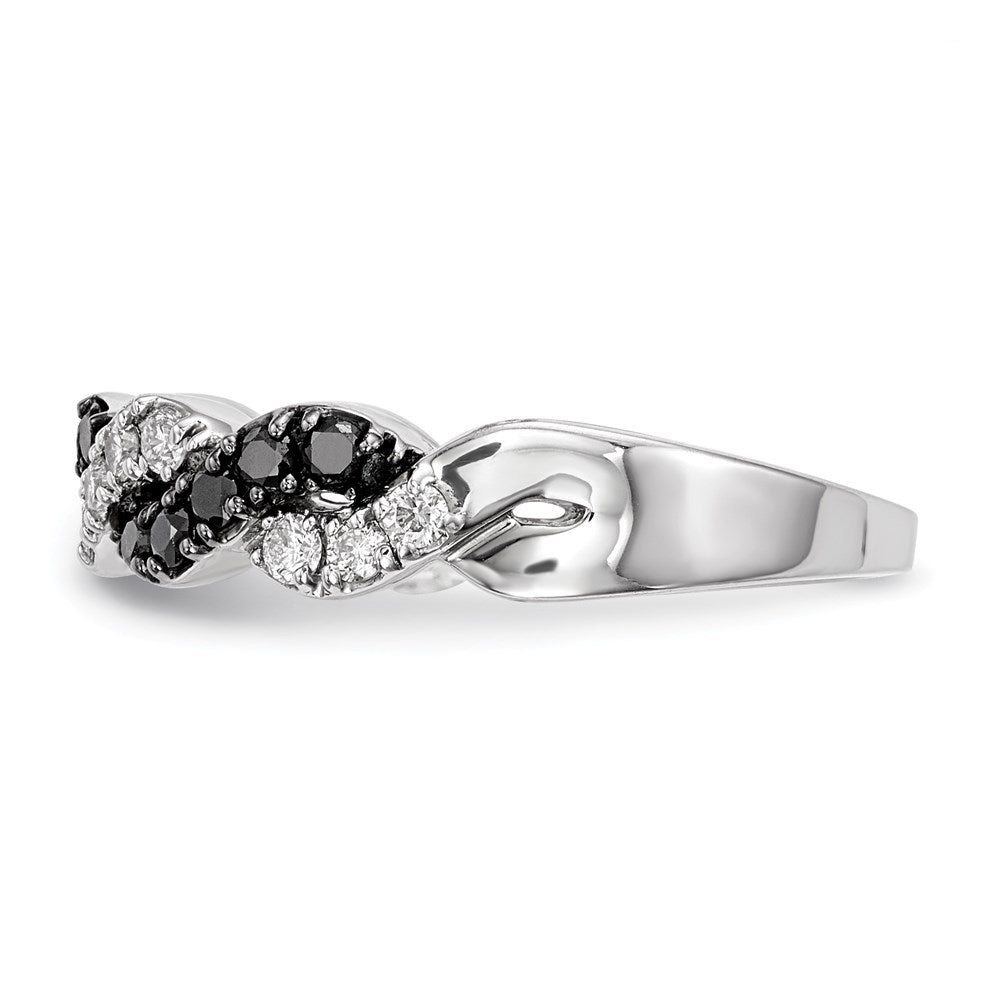 14k White Gold Black/White Real Diamond Ring