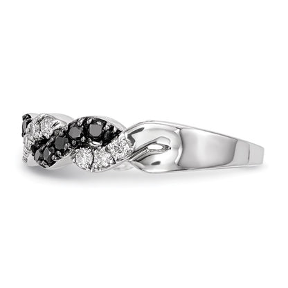14k White Gold Black/White Real Diamond Ring