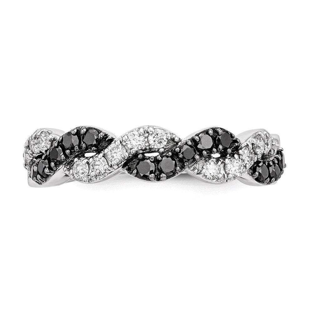 14k White Gold Black/White Real Diamond Ring