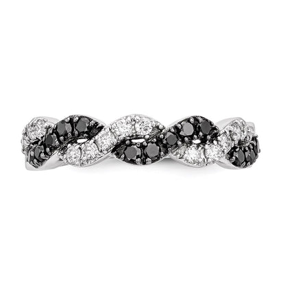 14k White Gold Black/White Real Diamond Ring