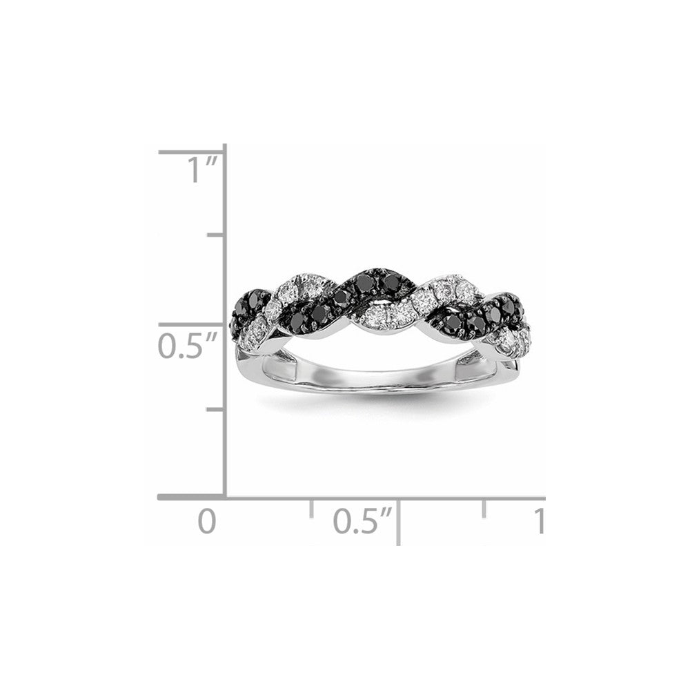 14k White Gold Black/White Real Diamond Ring