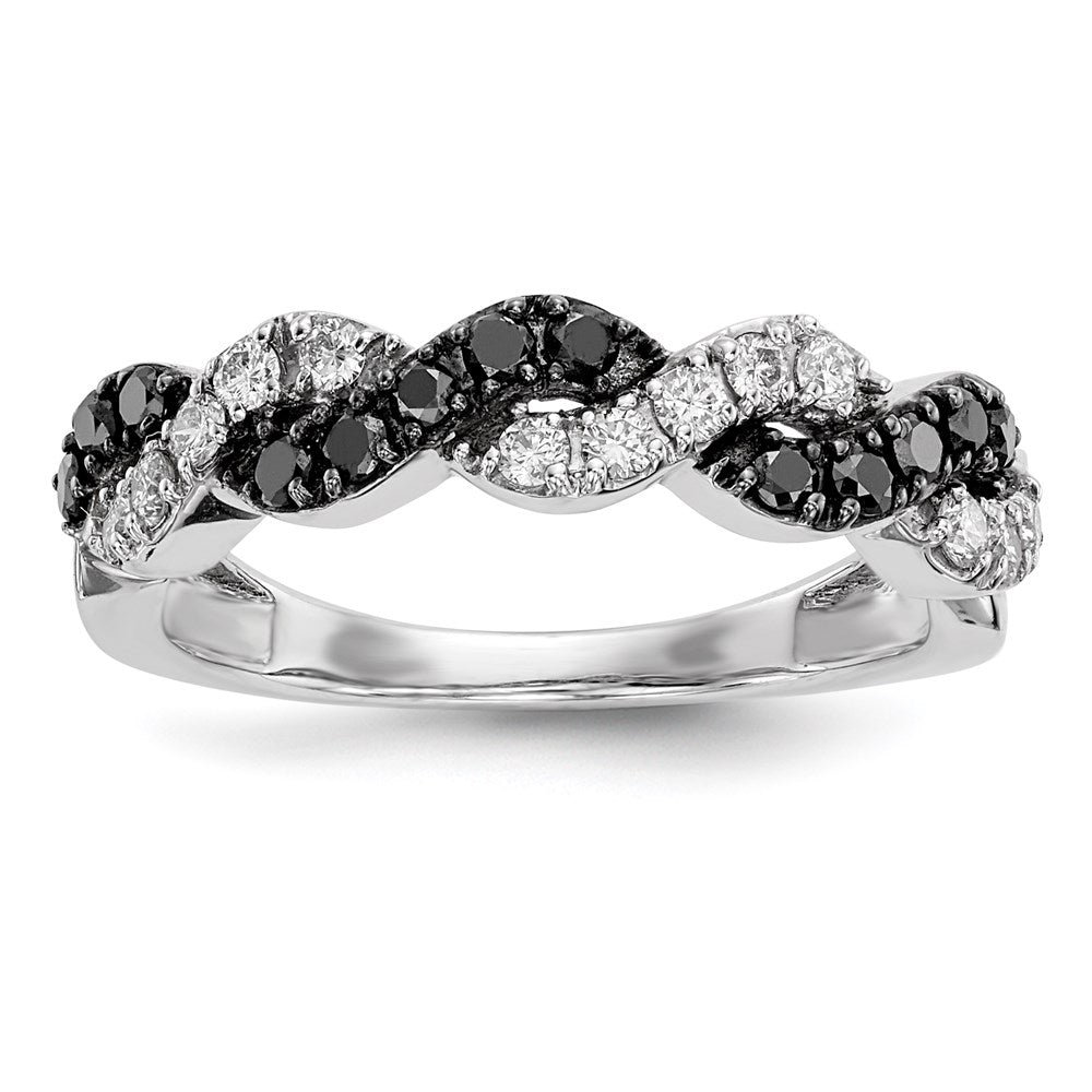 14k White Gold Black/White Real Diamond Ring
