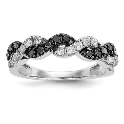 14k White Gold Black/White Real Diamond Ring