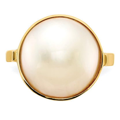 14K Yellow Gold 13-14mm Saltwater Cultured Mabe Pearl Ring