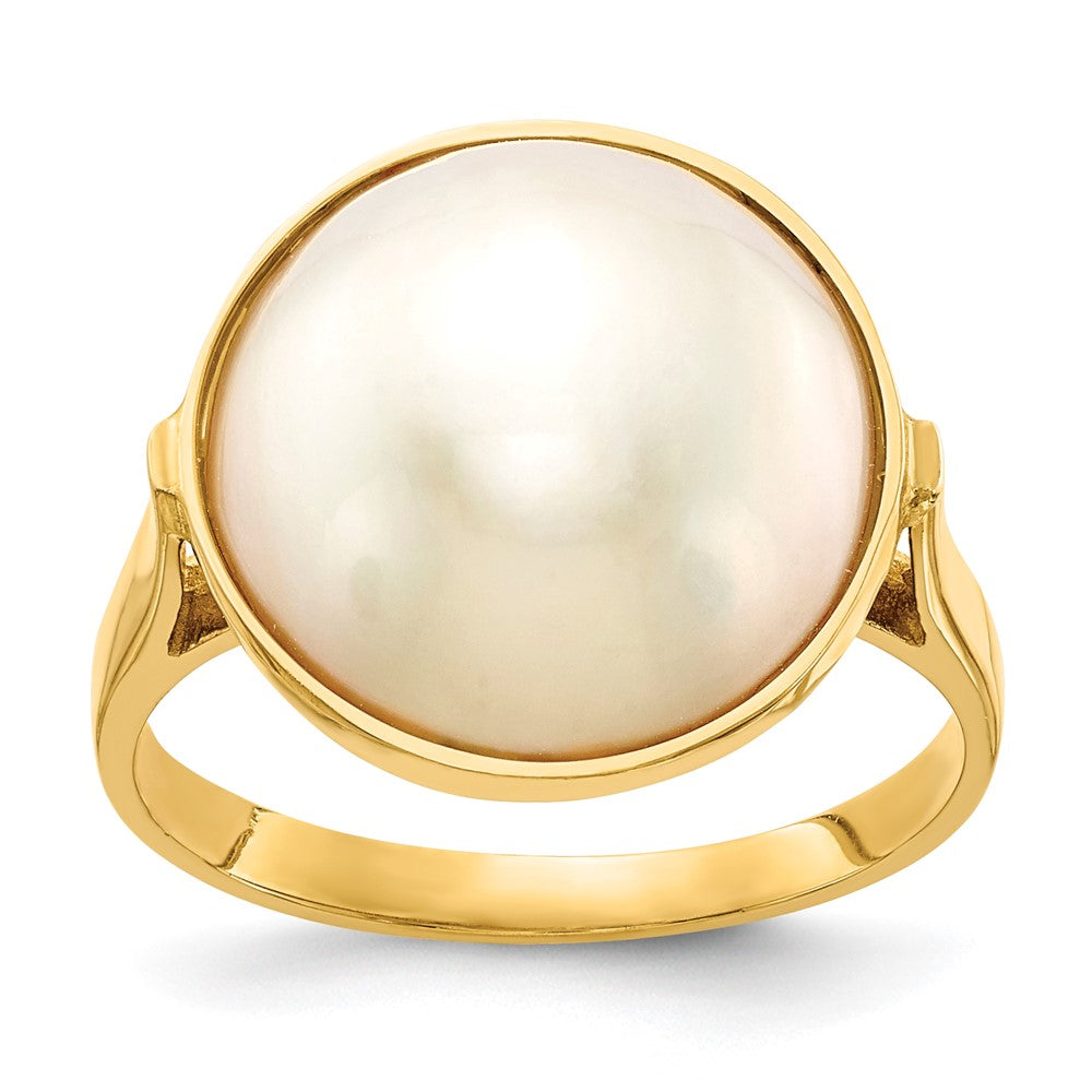 14K Yellow Gold 13-14mm Saltwater Cultured Mabe Pearl Ring