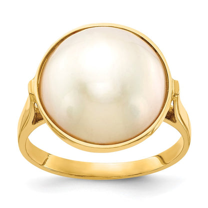 14K Yellow Gold 13-14mm Saltwater Cultured Mabe Pearl Ring
