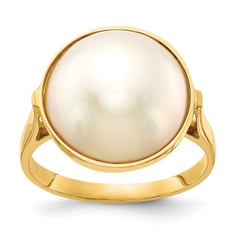 14K Yellow Gold 13-14mm Saltwater Cultured Mabe Pearl Ring