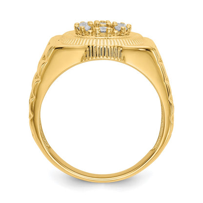 14K Yellow Gold AA Real Diamond men's ring