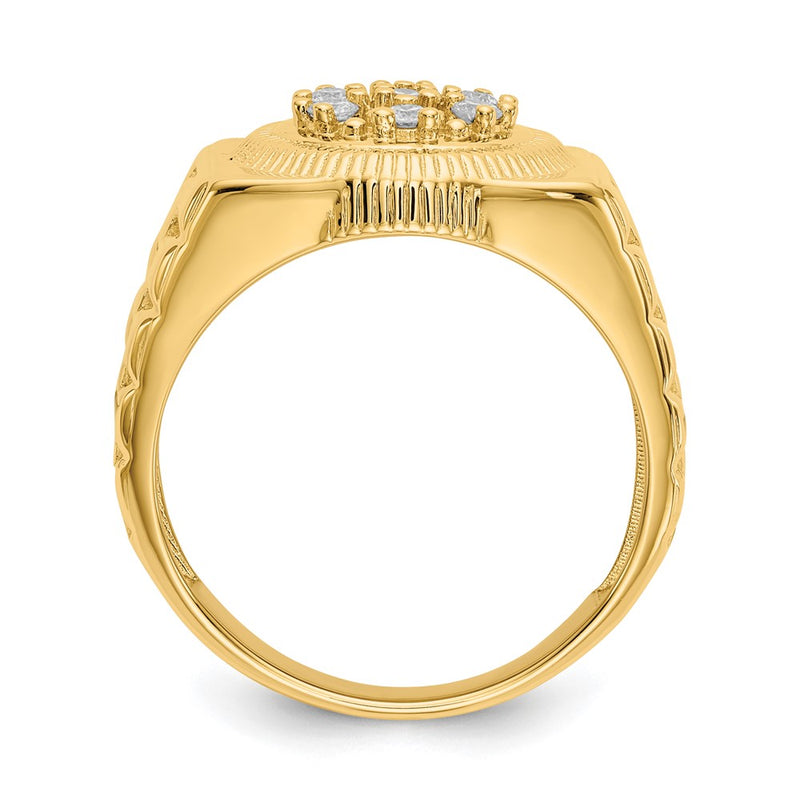 14K Yellow Gold AA Real Diamond men's ring