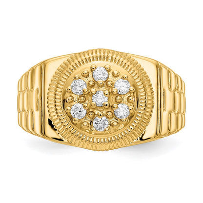 14K Yellow Gold AA Real Diamond men's ring