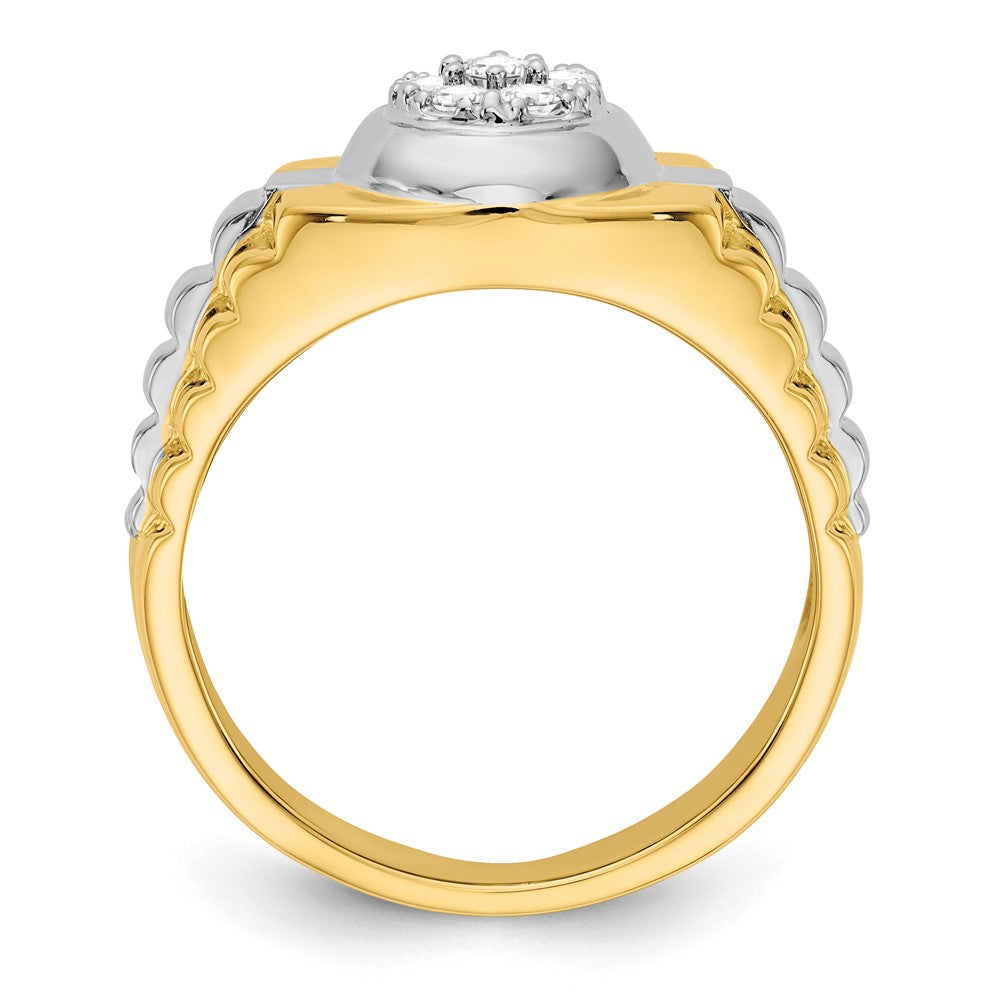 14k Two-Tone Gold AAA Real Diamond men's ring