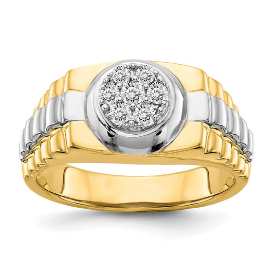 14k Two-Tone Gold AAA Real Diamond men's ring