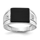 Solid 14k White Gold AAA Real Diamond and Onyx Men's Ring