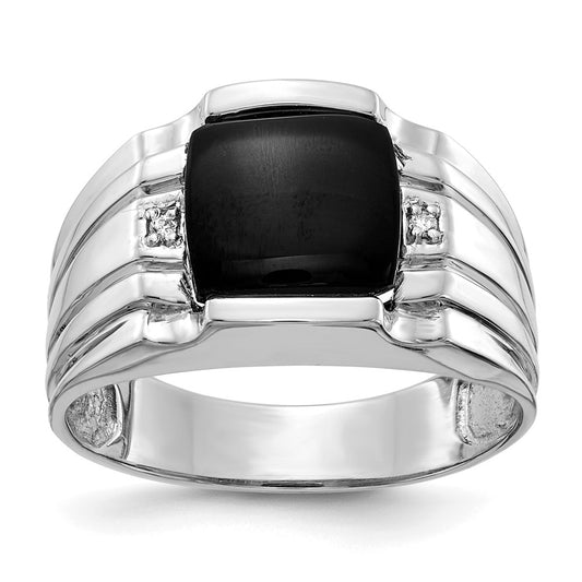 14k White Gold AA Real Diamond men's ring