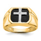 14K Yellow Gold AA Real Diamond Men's Cross Ring
