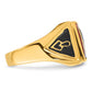 Solid 14k Yellow Gold Men's Synthetic Simulated Ruby Masonic Ring