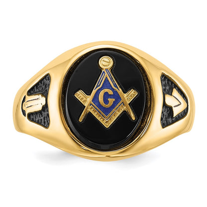 Solid 14k Yellow Gold Men's Masonic Ring