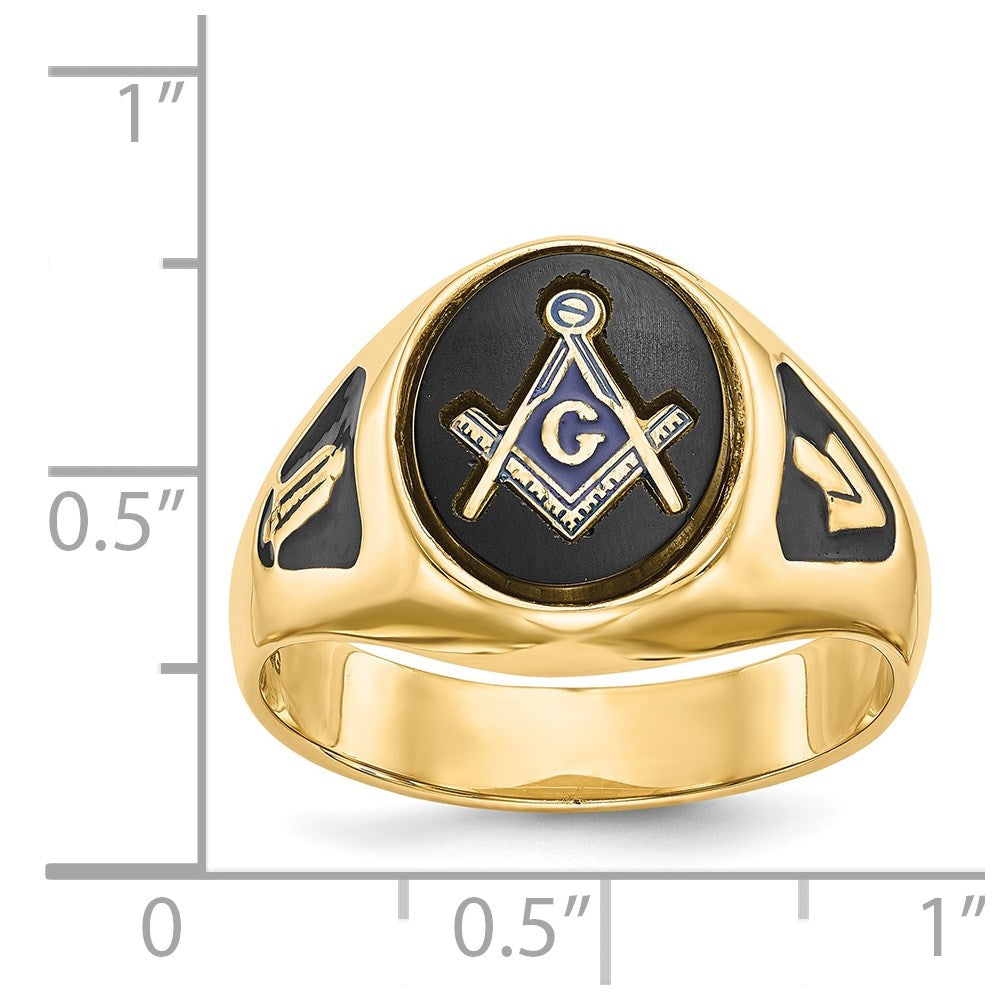 Solid 14k Yellow Gold Men's Masonic Ring