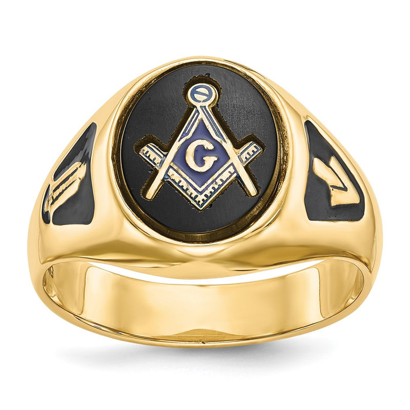 Solid 14k Yellow Gold Men's Masonic Ring